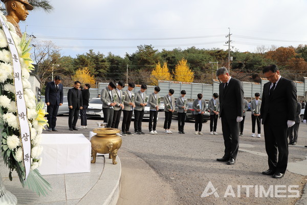 고(故) 서정우 하사의 9주기 추모식이 21일 광주 남구 문성중학교에서 거행됐다. ©AI타임스
