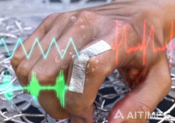 심박동수를 측정하기 위해 RIKEN에서 개발한 필름 소재를 손가락에 부착한 모습 (사진=RIKEN 홈페이지)