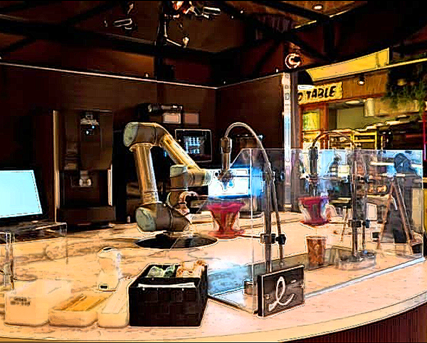 ▲Arm Type 로봇 바리스타가 드립 커피 등을 제공하고 있다. ©AI타임스