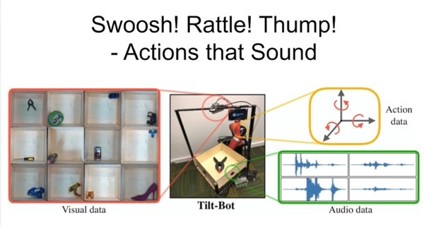 카네기멜론대 연구진이 사용한 틸트봇과 물체들을 이용한 실험 모델. 사진=카네기 멜론대 유튜브