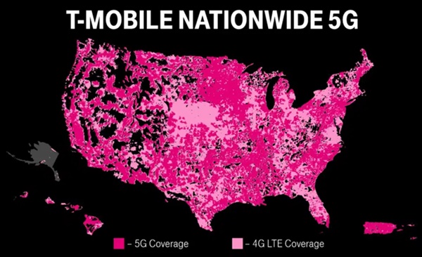 T모바일이 세계 최초로 미국 전역에 5G전용(SA 5G)통신망을 구축했다. 사진=T모바일