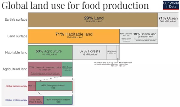 기존 영농방식을 유지할 경우 오는 2050년에는  인간이 거주할 수 있는 땅의 절반을 농토로 사용해야 한다. AI의 사용은 이같은 위협에서 실내 수직농업, 실시간 수확량 확대 등 다양한 방식으로 인류의 식량 기근 문제를 해결해 줄 열쇠로 꼽힌다. 사진=WEF