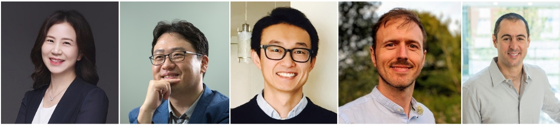 (왼쪽부터)오혜연ㆍ최재식ㆍ이상완 KAIST 교수, 앤드류 색스 옥스퍼드 대학 교수, 안드레아 타케티 딥마인드 선임연구원