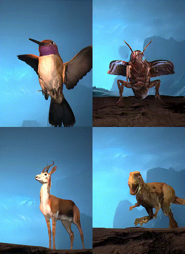 여러 장의 이미지를 겹쳐 훈련을 거듭해 완성된 3D 동물 모습. (사진=구글AI).