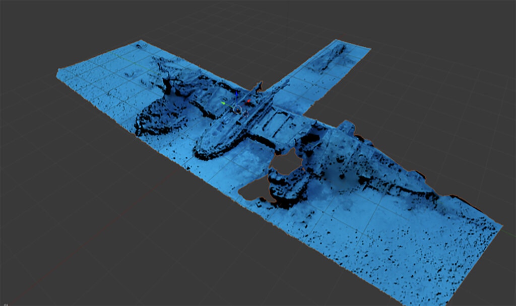 클라크 엔지니어 팀이 몰타 해안에서 발견한 2차 세계대전 당시 잠수 폭격기를 3D화 한 이미지. (사진=Harvey Mudd College).