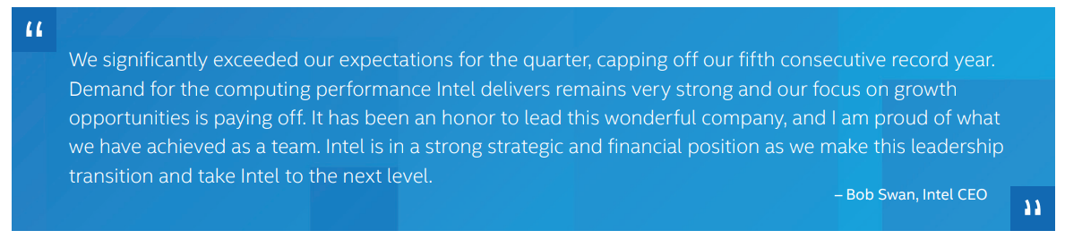 밥 스완 인텔 CEO의 지난해 실적 코멘트 (자료=인텔)