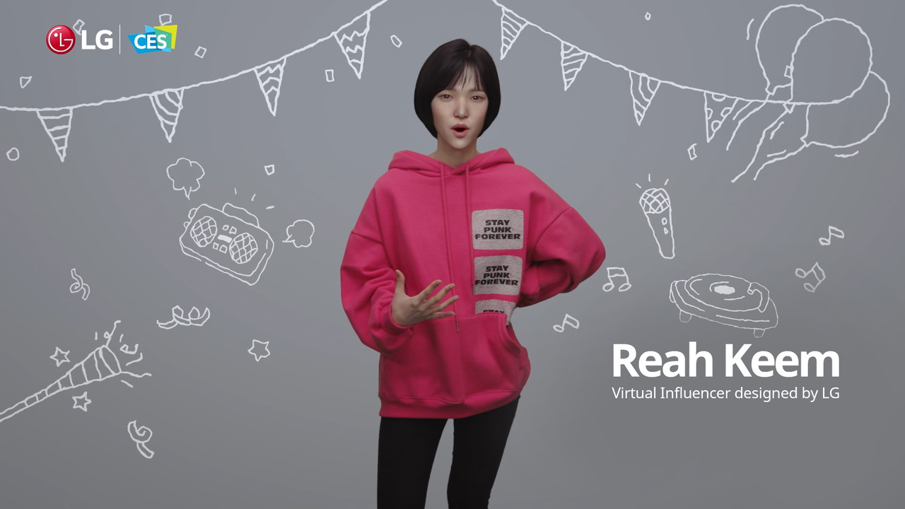 LG전자가 디자인한 가상인간 '래아'가 세계 최대 가전·IT 전시회 ‘CES 2021’개막에 맞춰 열린 프레스 콘퍼런스에서 혁신 기술을 소개하고 있다. (사진=LG전자 제공).