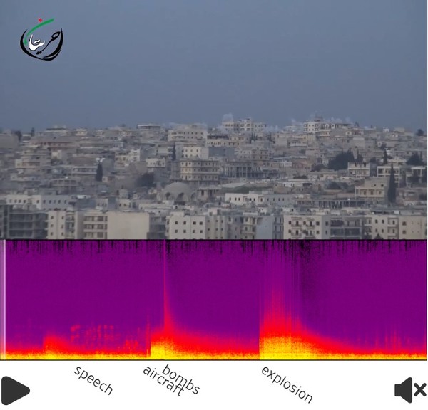 MS 엔지니어들이 표시한대로 주파수별로 사람들 말소리, 항공기 폭격 소리, 폭발음이 분류된 모습. (사진=Marzena Skubatz for The Wall Street Journal). 