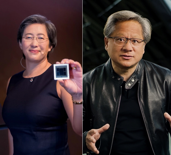 리사수 AMD CEO(왼쪽)와 젠슨 황 엔비디아 설립자 겸 CEO는 모두 공대 출신이다. (사진= AMD, 엔비디아)