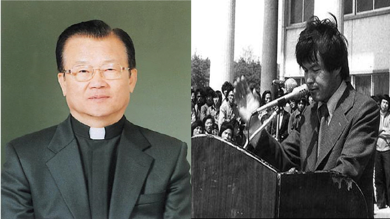 고 조비오 신부(왼쪽)와 박관현 열사(오른쪽) 가운데 한 분이 AI 디지털 휴먼 기술을 통해 되살아날 것으로 전망된다. (사진=추모위원회 제공).