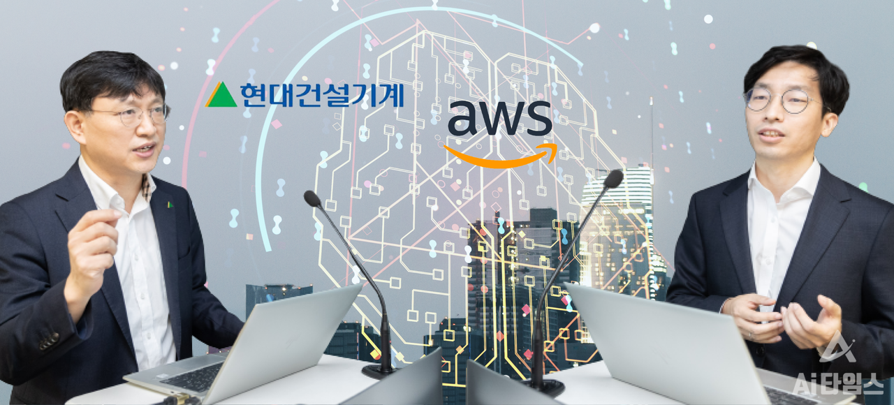 김판영 현대건설기계 상무(왼쪽)와 최계현 현대건설기계 책임(오른쪽) 