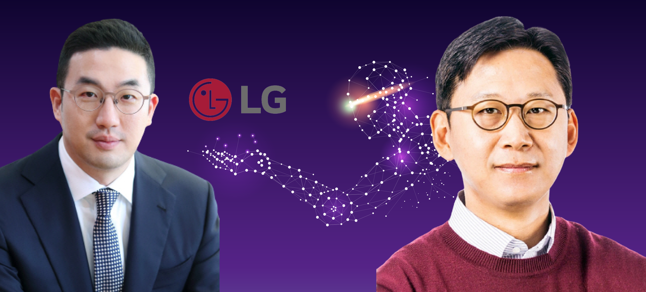 구광모 LG회장(왼쪽)과 배경훈 LG AI연구원장(오른쪽)(사진=임채린 기자)