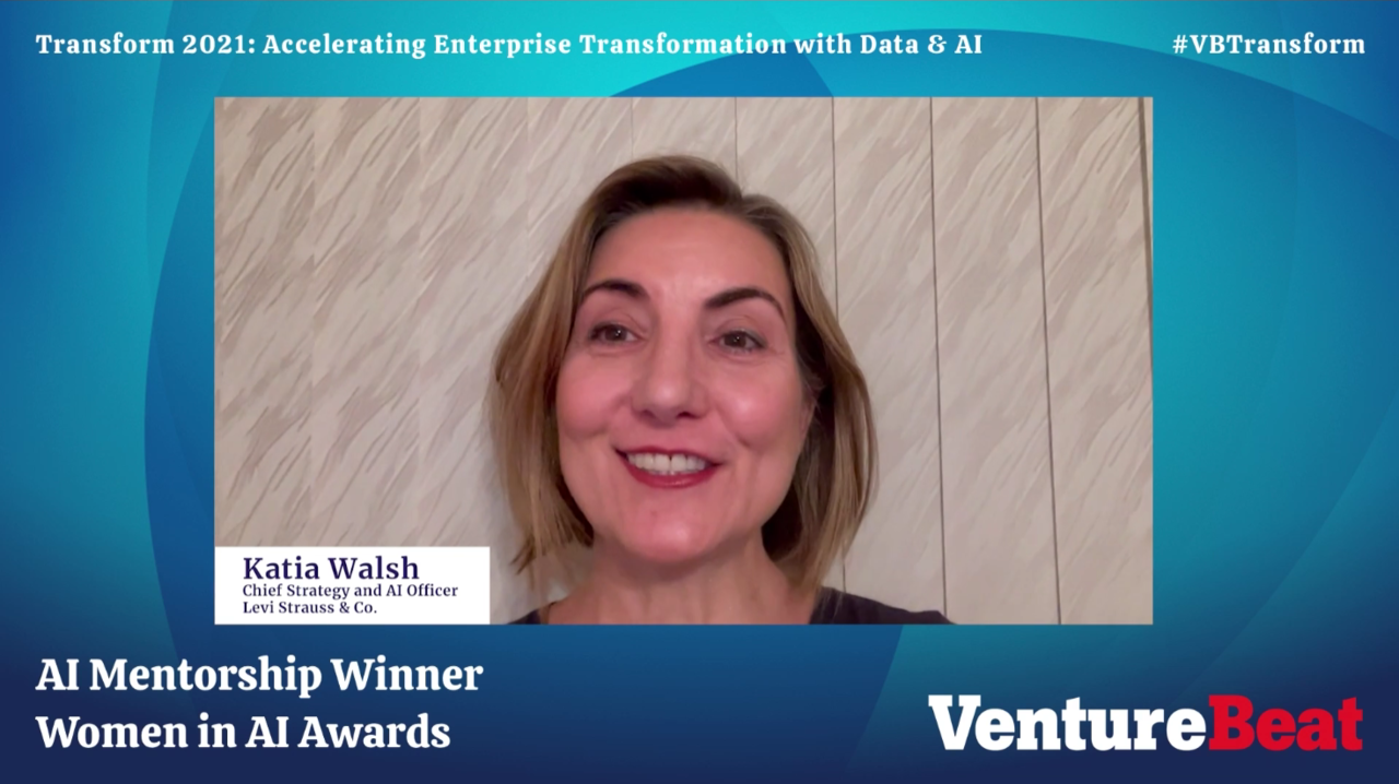 카티아 월시 리바이스 최고전략책임이 많은 여성을 AI 업계로 채용한 공로를 인정받아 AI 멘토상을 수상했다. (캡처=박혜섭 기자). 