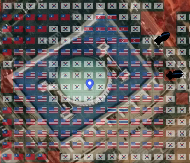 국회의사당은 미국, 북한, 한국 등 다양한 국기들이 포진돼 있다. (사진=어스2 공식 홈페이지 캡처).