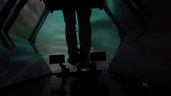 국립아시아문화전당 복합1관에서 산업용 로봇과 미디어아트가 만난 전시 '환상극장'이 펼쳐지고 있다. '환상극장' 도입부 영상. (사진=구아현 기자).  