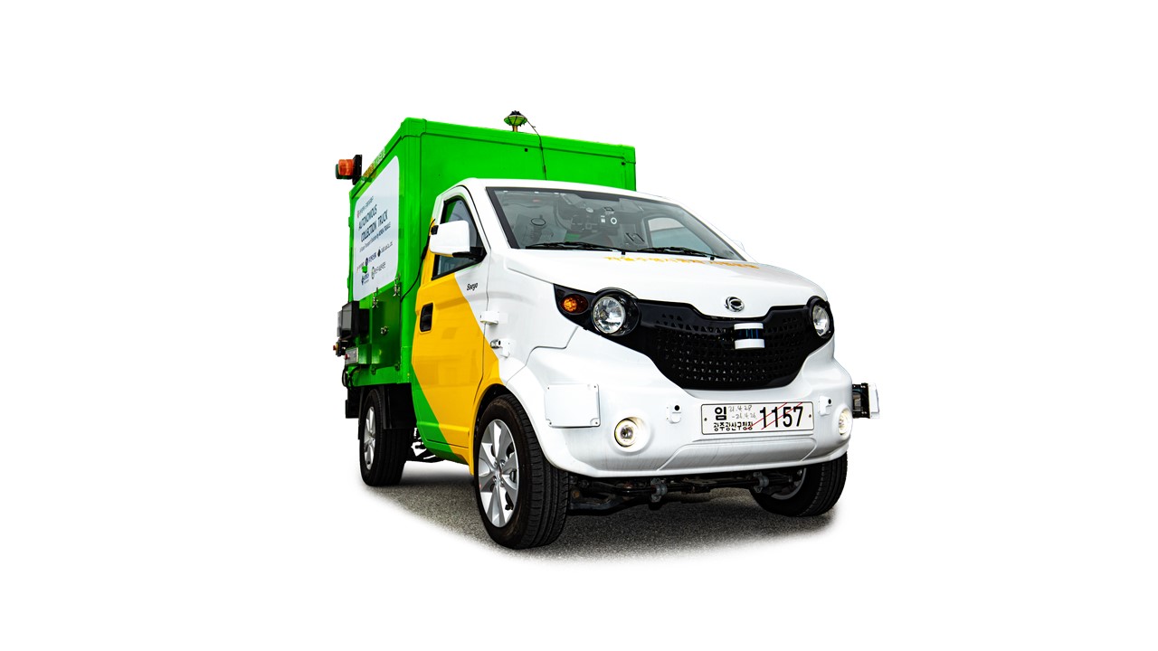 주거단지용 무인 폐기물 수거차. (출처=LG 유플러스)