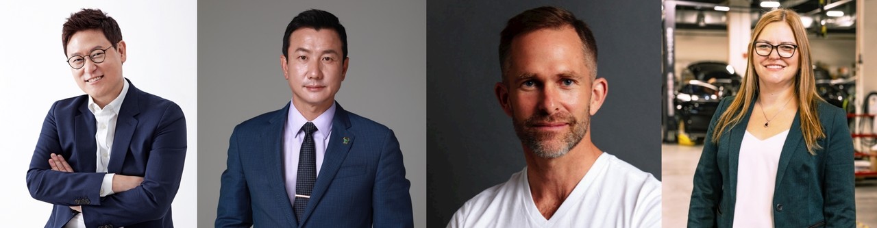 (왼쪽부터) 데니스 홍 로봇메커니즘 연구소장,  헌터 킴 플로리다 오세올라 카운티 국장, 존비 로저스 로컬 모터스 CEO, 사나 다운스(shana Downs) 메이 모빌리티 디렉터