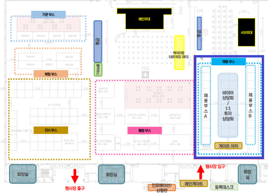 ‘AICON 광주 2021’의 채용박람회가 열리는 김대중컨벤션센터 1층 전시홀. (사진=AI 컨퍼런스 사무국 제공).