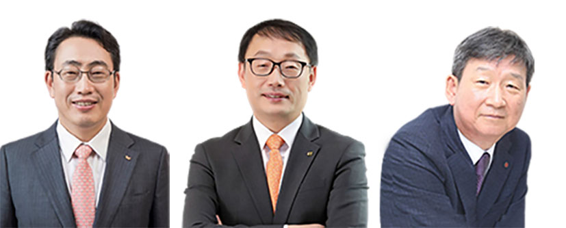 (왼쪽부터) SK텔레콤 유영상 대표, KT 대표 구현모 대표, LG유플러스 대표 황현식 대표. (출처=구글/편집=조희연 기자).