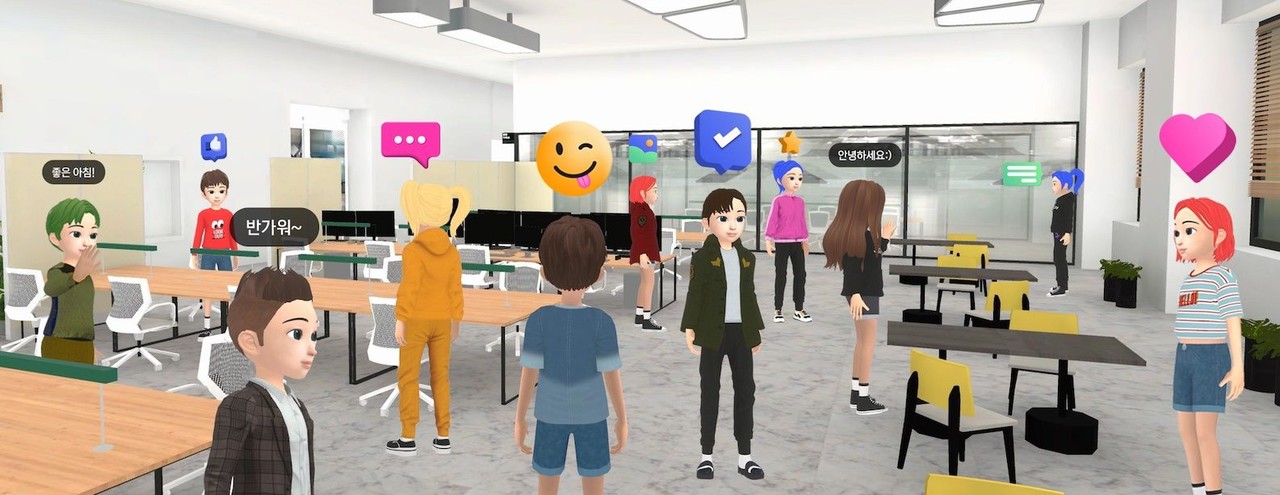 증강현실(AR) 전문기업 ‘시어스랩(Seerslab)’이 선보인 개방형 메타버스 플랫폼 ‘미러시티(Mirror City)’ 내에서 사용자들이 아바타로 소통하는 모습. (사진=시어스랩).