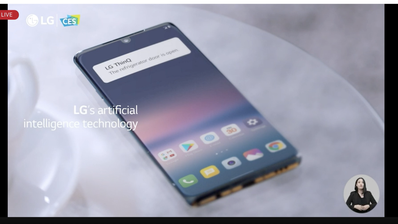 고객경험을 실현하는 '엘지 씽큐(ThinQ)' 어플리케이션. (출처=CES 2022 행사 캡처)