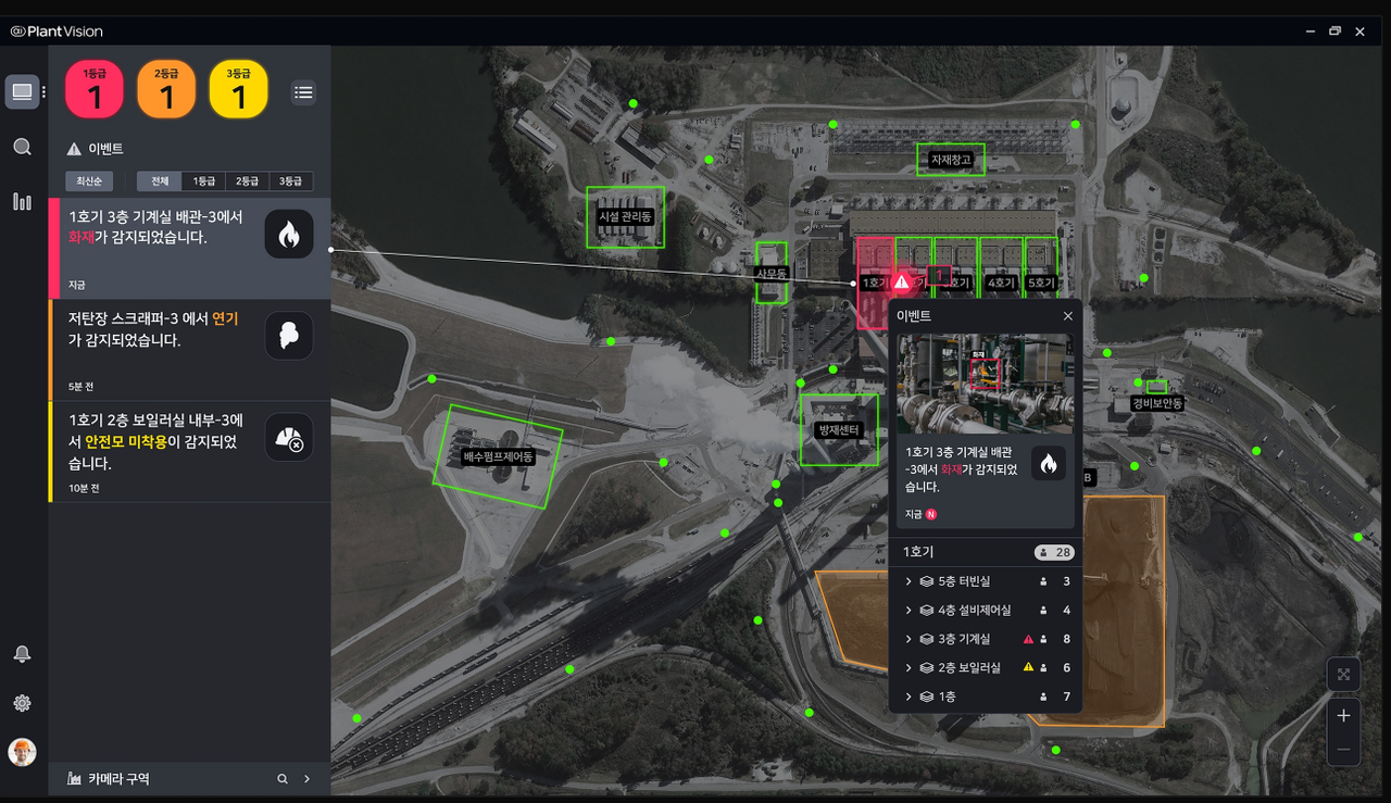 한전 KDN의 인공지능 영상분석시스템은 산업현장에서의 위험상황을 쉽게 확인할 수 있도록 도와준다. (사진=한전KDN 제공).