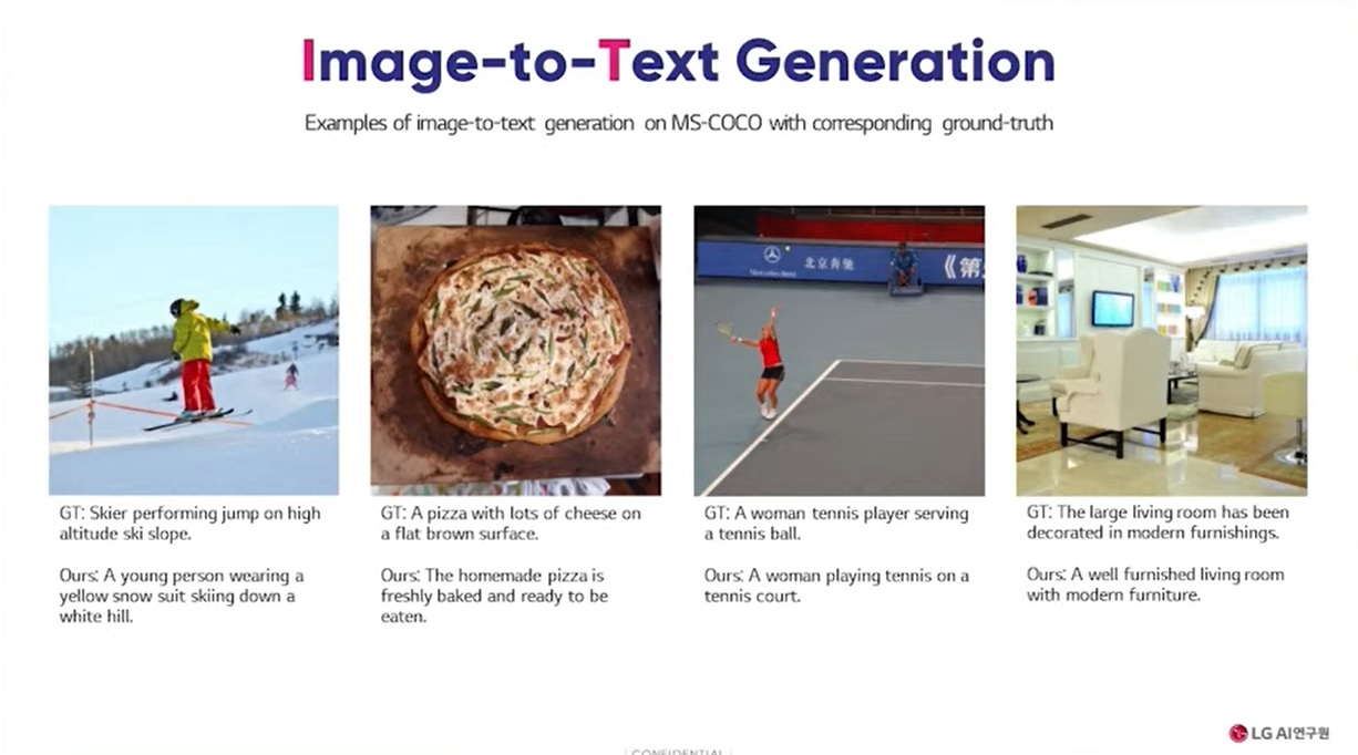 엑사원이 제시된 이미지에 대해 텍스트 설명을 단 모습(출처=LG AI연구원)