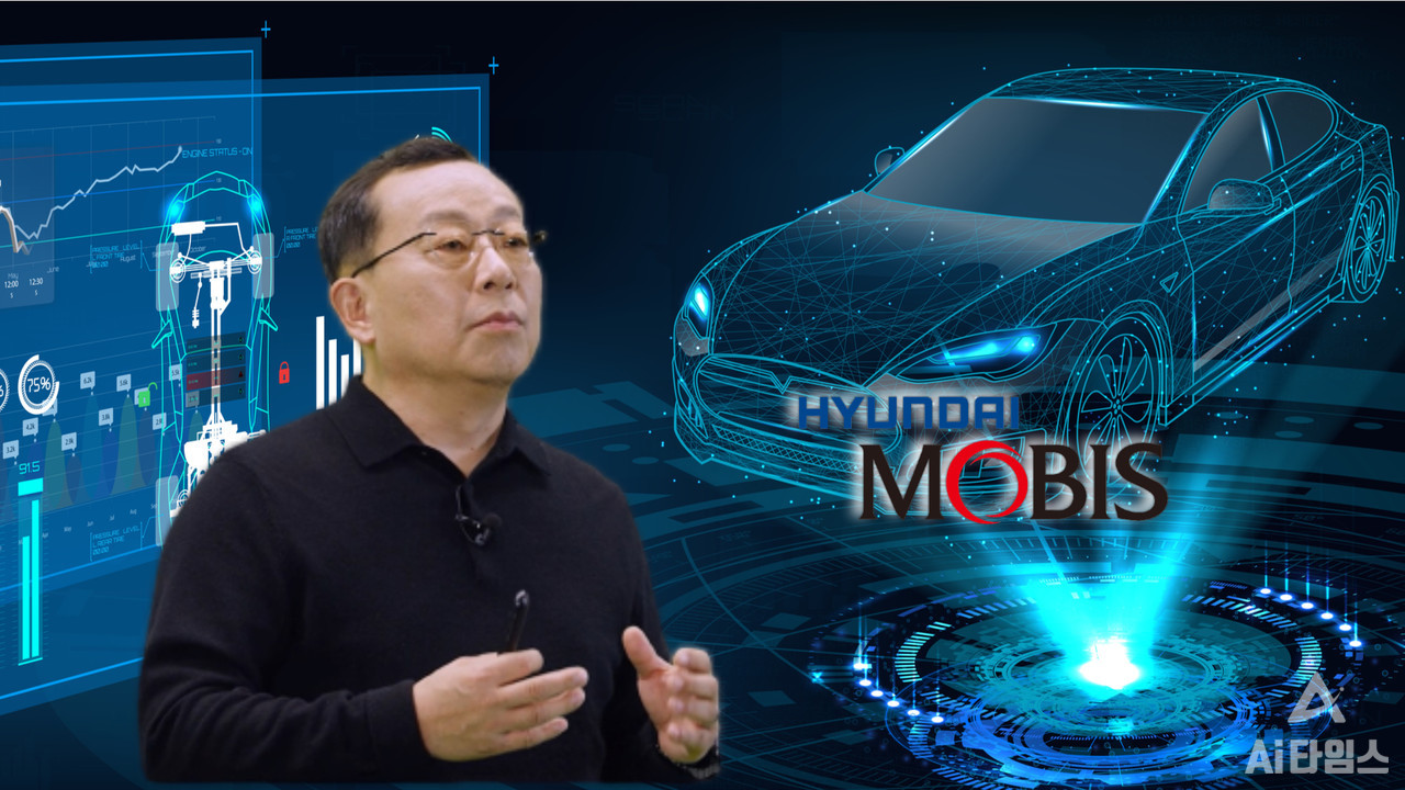 조성환 현대모비스 대표가 10일 '세미콘 코리아 2022' 기조연설에서 "미래 모빌리티 트렌드인 메카(MECA)를 차별화되고 경쟁력 있게 제공하는 기술 근간은 소프트웨어"라고 강조했다. (사진=세미콘 기조연설 캡처, 편집=김동원 기자)