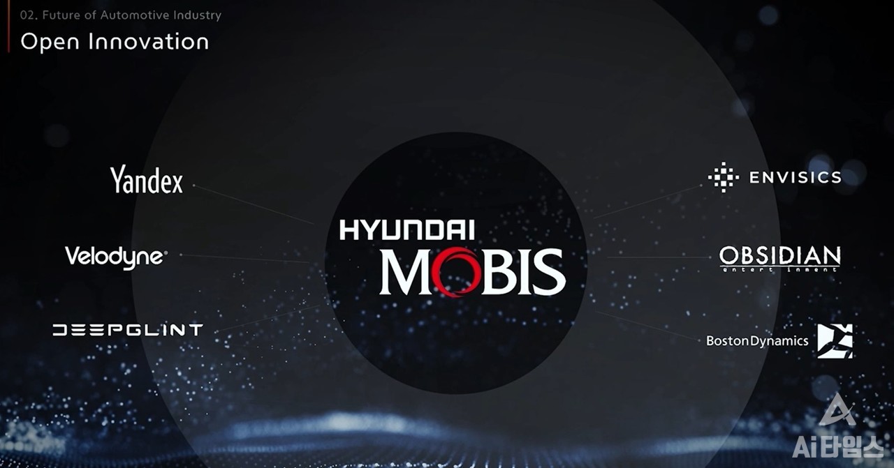 조성환 대표는 미래 모빌리티 시장 경쟁력을 갖추기 위해 자율주행 기업 얀덱스, AI 기업 딥글린트 등과 협업체계를 구축했다고 밝혔다. (사진=세미콘 기조연설 캡처)