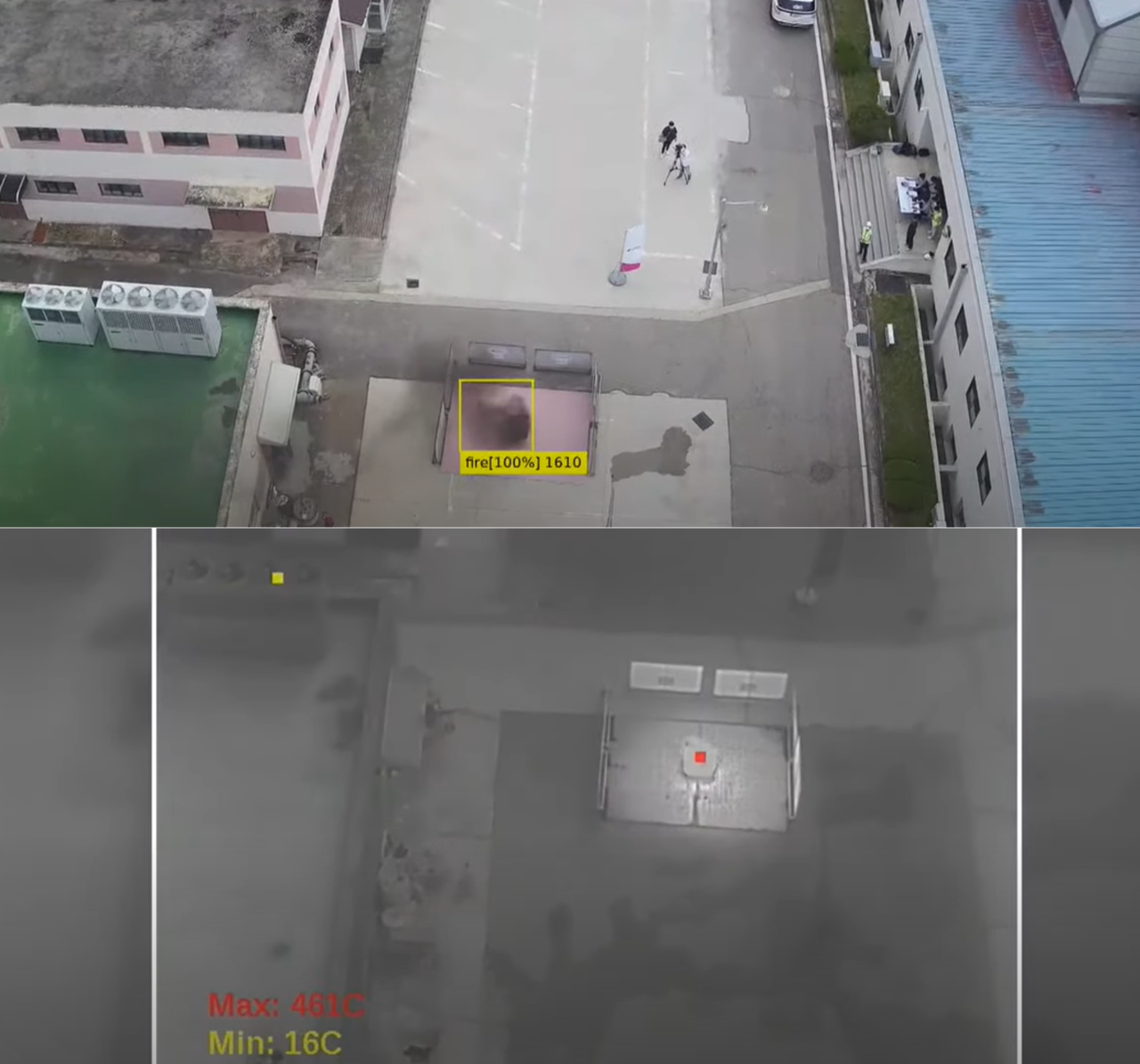 인텔리빅스가 개발한 드론 영상 기반 화재 감지 기술 시연 영상. (사진=인텔리빅스)