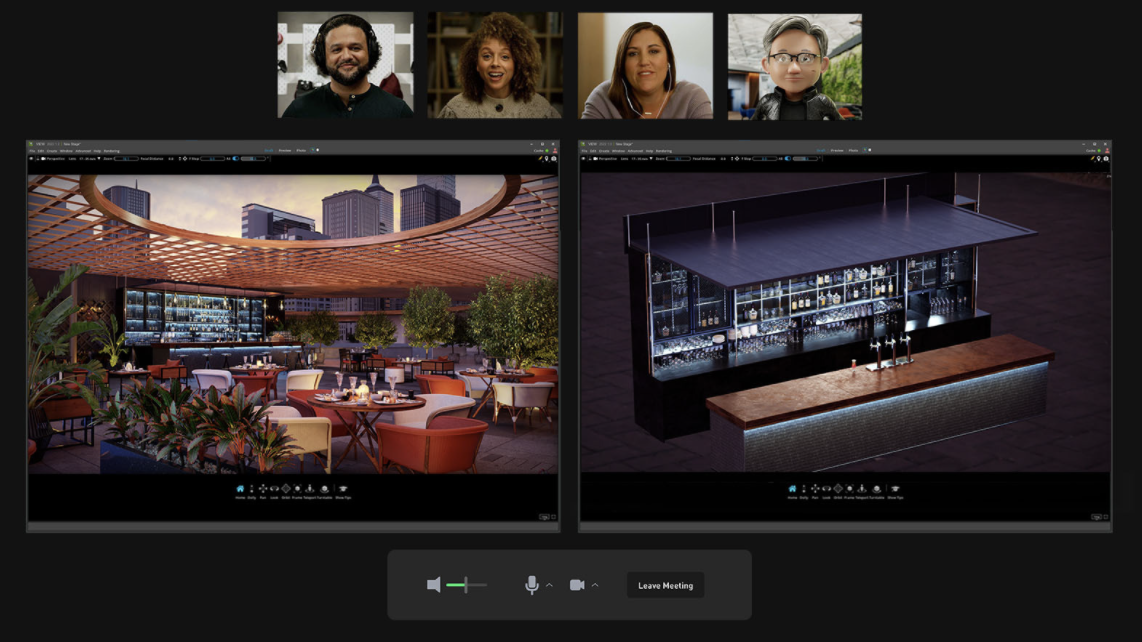 NVIDIA는 디자이너나 개발자가 원격으로 디지털 트윈 설계가 가능한 클라우드 서비스 제품 옴니버스 클라우드(Omniverse Colud)를 발표했다. (사진= GTC 2022 행사 캡처)