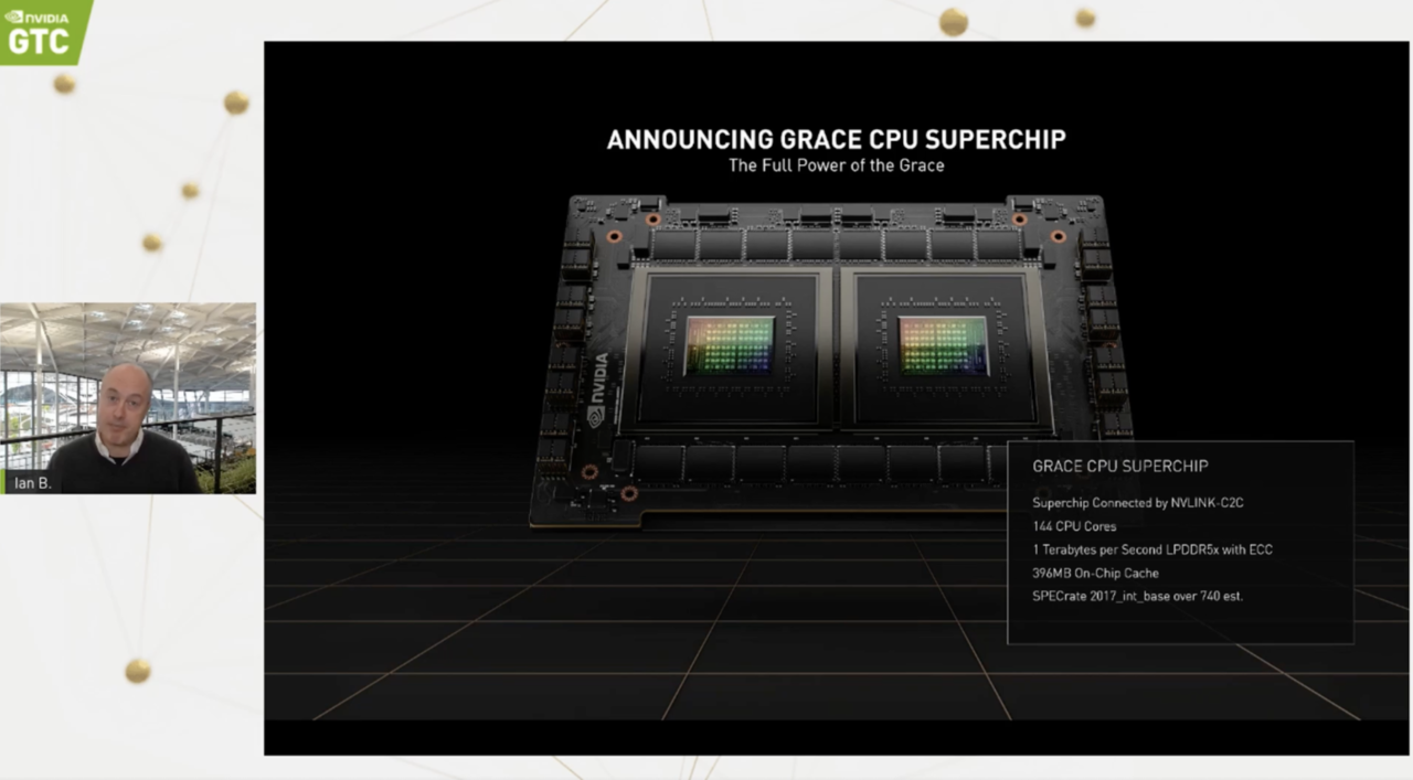 엔비디아(NVIDIA)가 H100 GPU를 22일(현지시간) 공개했다. (사진=GTC 2022 행사캡처)