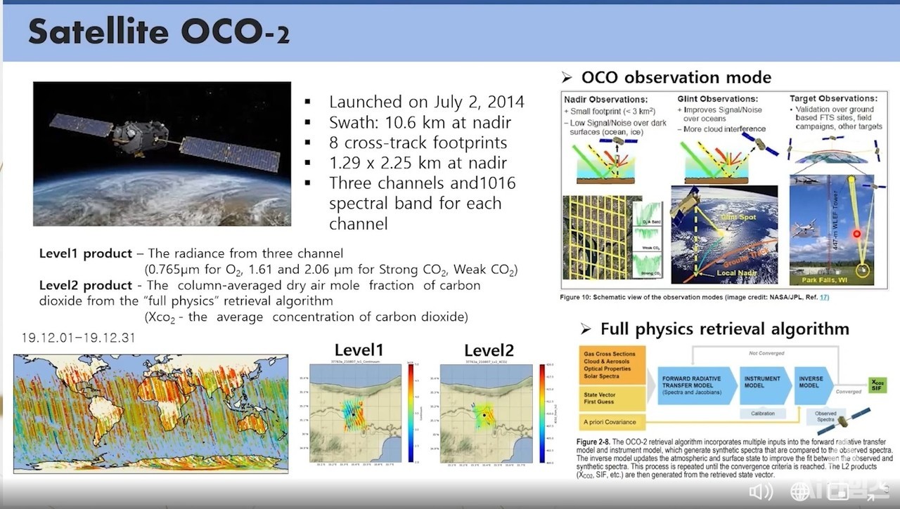 최예지 연구원은 이번 발표에서 OCO 위성으로 수집한 전 세계 이산화탄소 농도를 딥러닝으로 분석할 수 있는 모델을 연구했다고 밝혔다. (사진=GTC 2022 캡쳐) 