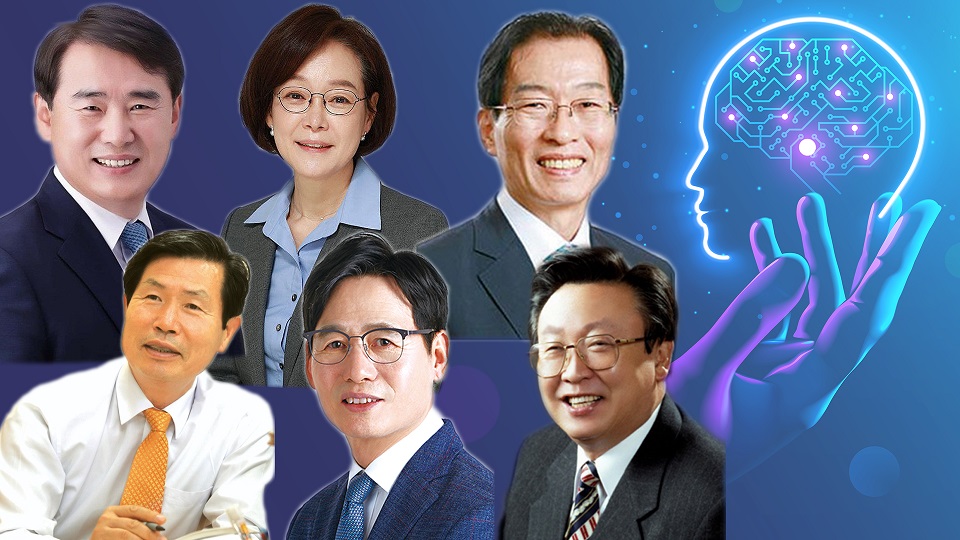 광주광역시교육감 선거 예비후보들이 인공지능(AI)·빅데이터가 접목된 교육 공약을 잇따라 발표하면서 공약 경쟁에 나서고 있다. 상단 왼쪽부터 시계방향으로 이정선 전 광주교대 총장, 박혜자 전 한국교육학술정보원장, 강동완 전 조선대 총장, 이정재 전 광주교대 총장, 정성홍 전 전교조 광주지부장, 김선호 전 동아여중 관선 이사장. (사진=셔터스톡, 편집=조형주 기자).