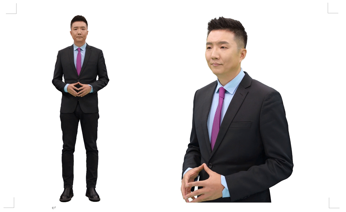 중국 CCTV의 인공지능(AI) 앵커 '왕(Wang)'은 전면을 중심으로 한 기존 AI 휴먼과 달리 별도의 고도화된 3D 모델링 기술이 적용돼 측면까지 구현됐다. (사진=딥브레인AI 제공).