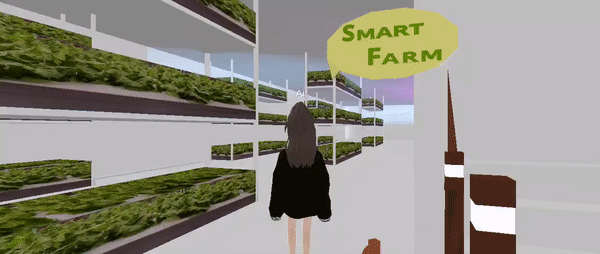 금남로4가역에서 운영되고 있는 인공지능(AI) 스마트팜이 메타버스 공간에 조성돼 있었다. (사진=제페토 캡처).