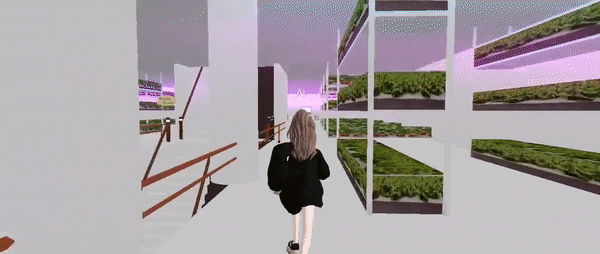 메타버스에 구현된 인공지능(AI) 스마트팜을 구경하고 있는 아바타 모습. (사진=제페토 캡처).