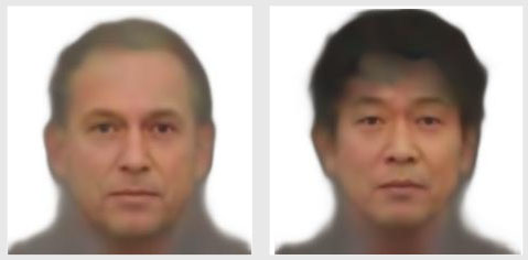 영어로 말하는 동양인(왼쪽)과 중국어로 말하는 동양인(오른쪽)의 재구성된 얼굴.(사진=CSAIL)