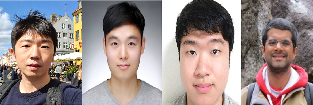 (왼쪽부터) 장민석 카이스트 전기및전자공학부 교수, 김주영 박사과정, 박주호 박사과정, 빅터 브라 위스콘신대 교수. (사진=카이스트)