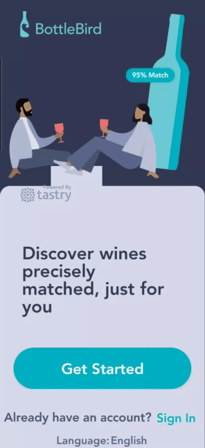 '테이스트리'가 제공하고 있는 인공지능(AI) 기반 와인 추천 앱 '보틀버드(BottleBird)'. (영상=BottleBird 앱 캡처).