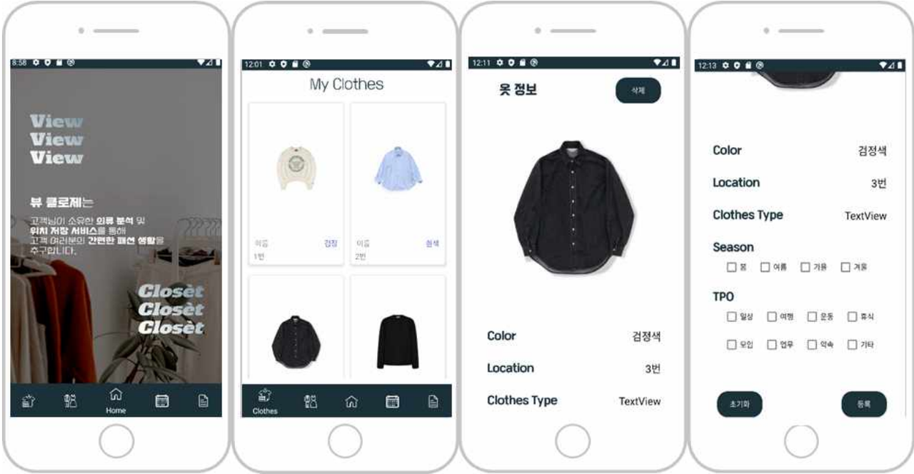 스마트인재개발원 'MATCH&FIX' 팀이 제안한 코디 추천 스마트 옷장 '뷰 클로제(View Closet)'의 앱 서비스  화면. (사진=스마트인재개발원 제공).