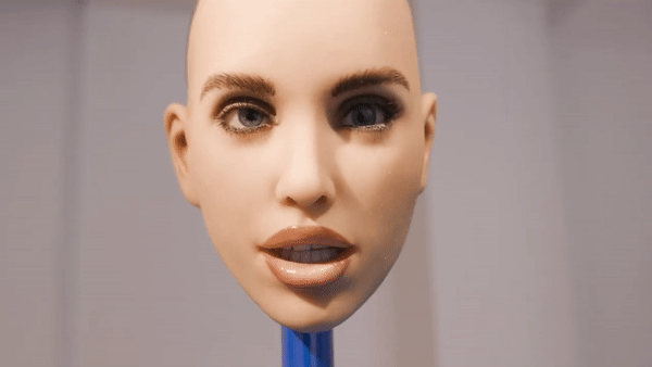 '하모니'는 지능 센서가 탑재돼 표정과 감정을 표현하고 겉은 실리콘 소재로 피부의 질감을 표현해 인간의 외형과 비슷하게 제작됐다. 하모니는 사용자의 터치나 말, 행동 등에 반응하며 다양한 얼굴 표정과 입 모양까지 사람처럼 행동한다.(사진=리얼보틱스 Realbotix) 유튜브 캡쳐).