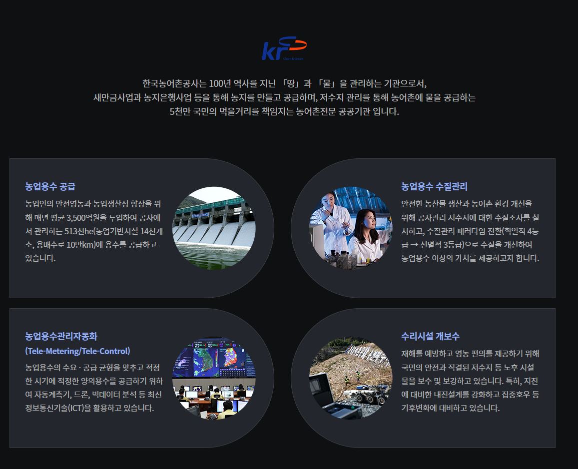 한국농어촌공사는 홈페이지에서 농업용수 공급을 위해 디지털기술을 활용한다고 기재했지만 현실은 농업인들을 대상으로 의견을 물어보고 공급하는 방식인 것으로 나타났다. (사진=한국농어촌공사 홈페이지 캡처).