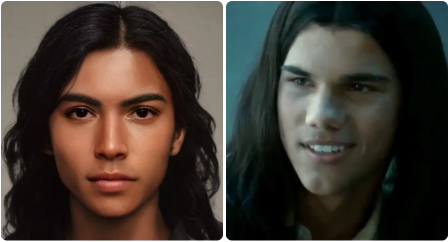 인공지능(AI)이 생성한 '트와일라잇' 원작소설의 제이콥 블랙(왼쪽)과 제이콥 블랙 역의 테일러 로트너(오른쪽). (사진=BuzzFeed).