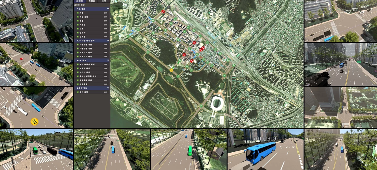 현재 자사 플랫폼 ‘MORAI SIM’에는 자동자안전연구원 주행시험로, 상암동, 판교, 대구 등 자율주행 실증이 활발히 진행되는 지역들이 모사돼 있다. (사진=모라이)
