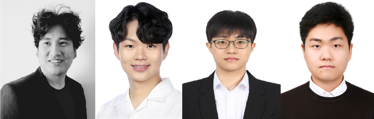 (왼쪽부터) 최신현 KAIST 전기및전자공학부 교수, 박시온 석박통합과정생, 정학천 석박통합과정생, 박종용 석사과정생. (사진=카이스트/편집=김미정 기자)