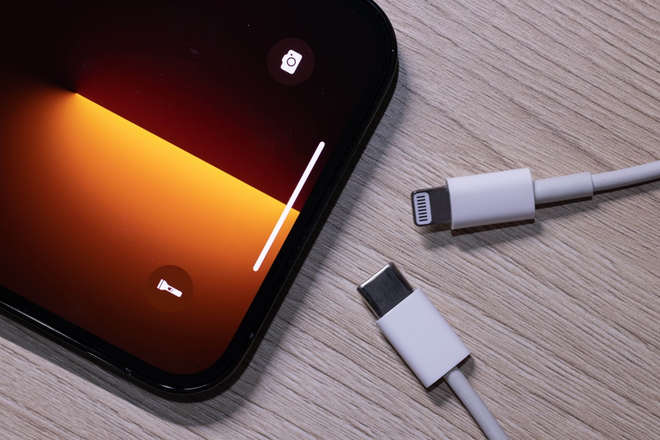 USB Type-C 충전 포트와 애플의 라이트닝 케이블 충전기 이미지(사진=셔터스톡)
