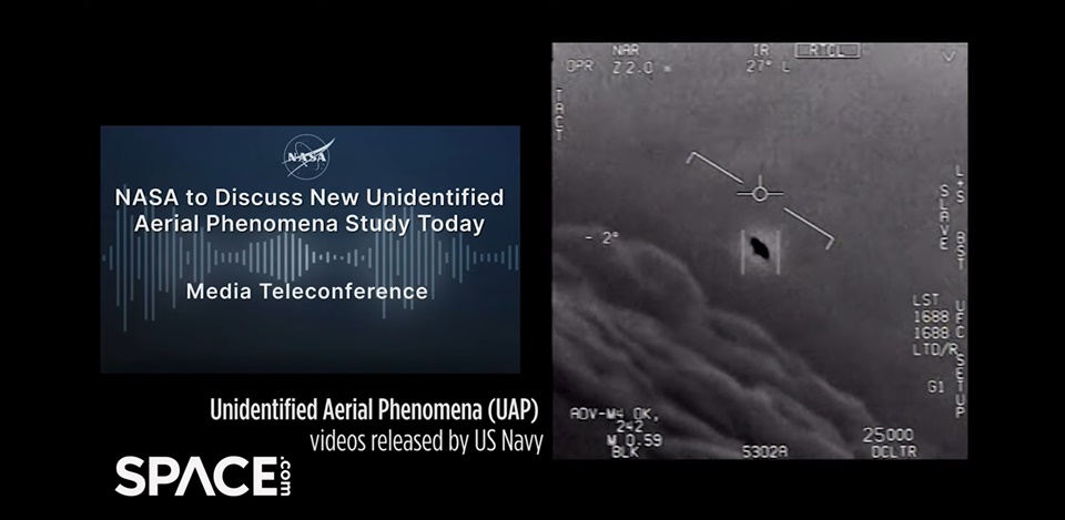 space.com에서 공개한 주르브헨의 발표와 공개한 UAP관련 영상 캡쳐(사진=스페이스닷컴 유튜브 채널)