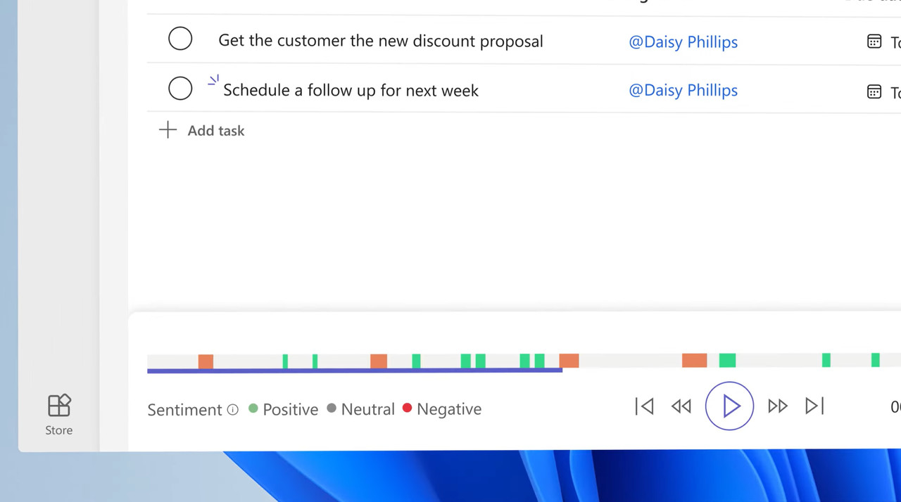 마이크로소프트 비바 세일즈 센티맨트 분석 기능 참고 이미지. (사진=MS)