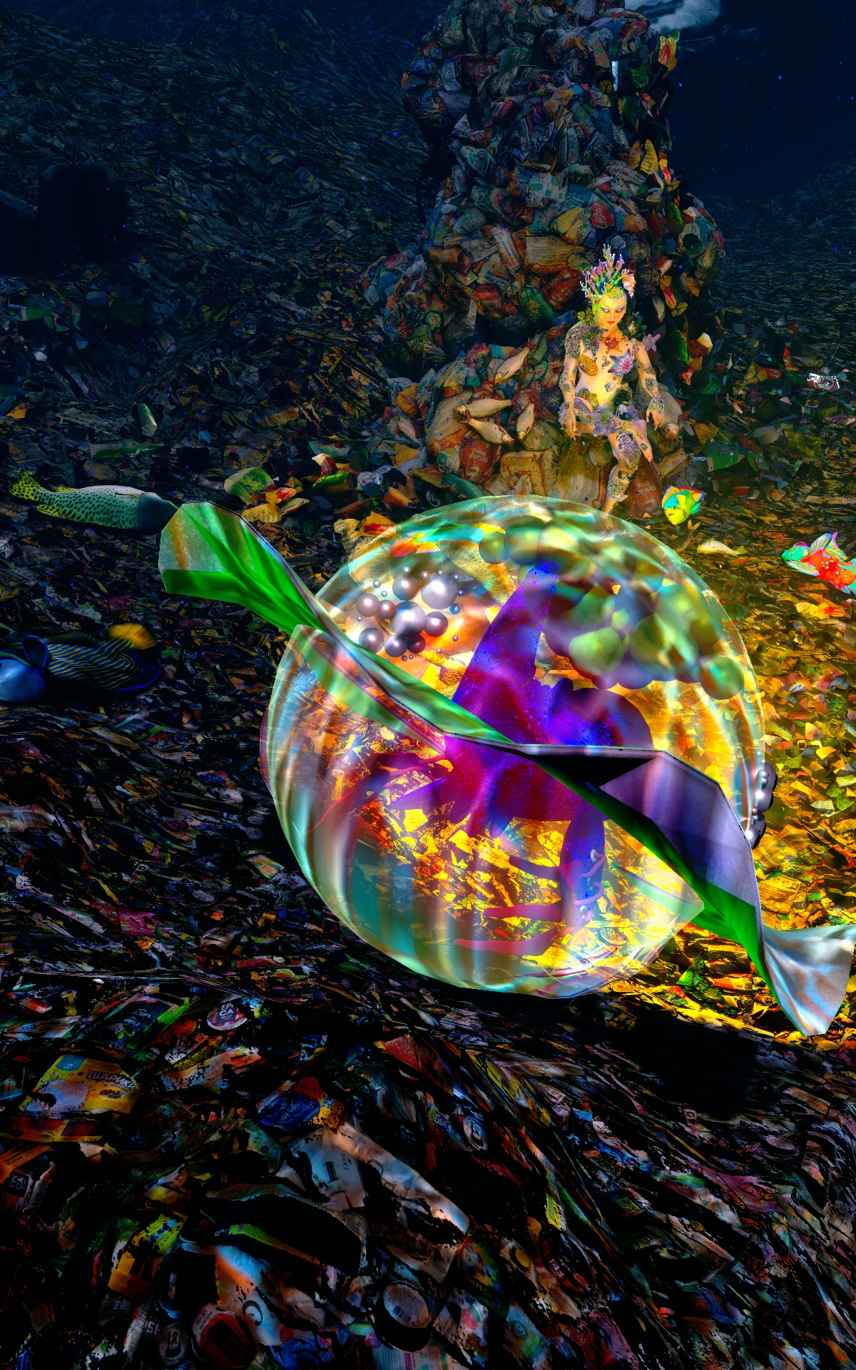 김안나(Anna Kim) 지스트 한국문화기술연구소 연구원이 지난 광주미디어아트플랫폼 G.MAP 개관 기념전에서 선보인 작품 '오션 머신(Ocean Machine)'의 한 장면. (사진=김안나 연구원 제공).